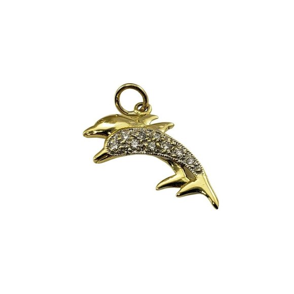 Vintage 18 Karat Yellow Gold and Diamond Dolphin Charm #11070 - Picture 1 of 8